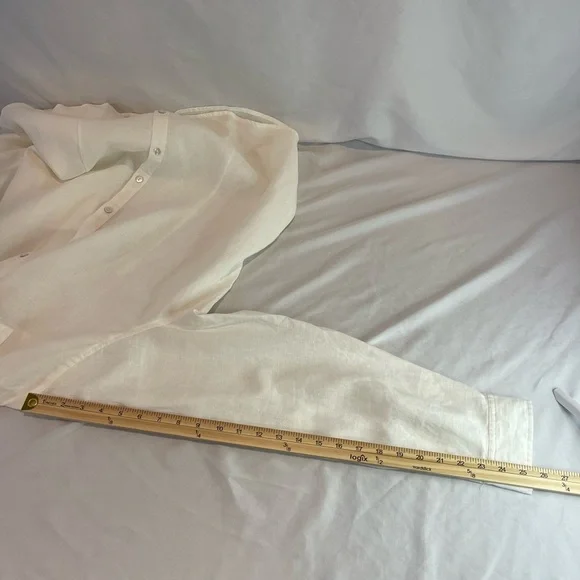 Orvis 100% Linen Women's Everyday Boyfriend Button Down Size XL White - Picture 6 of 10